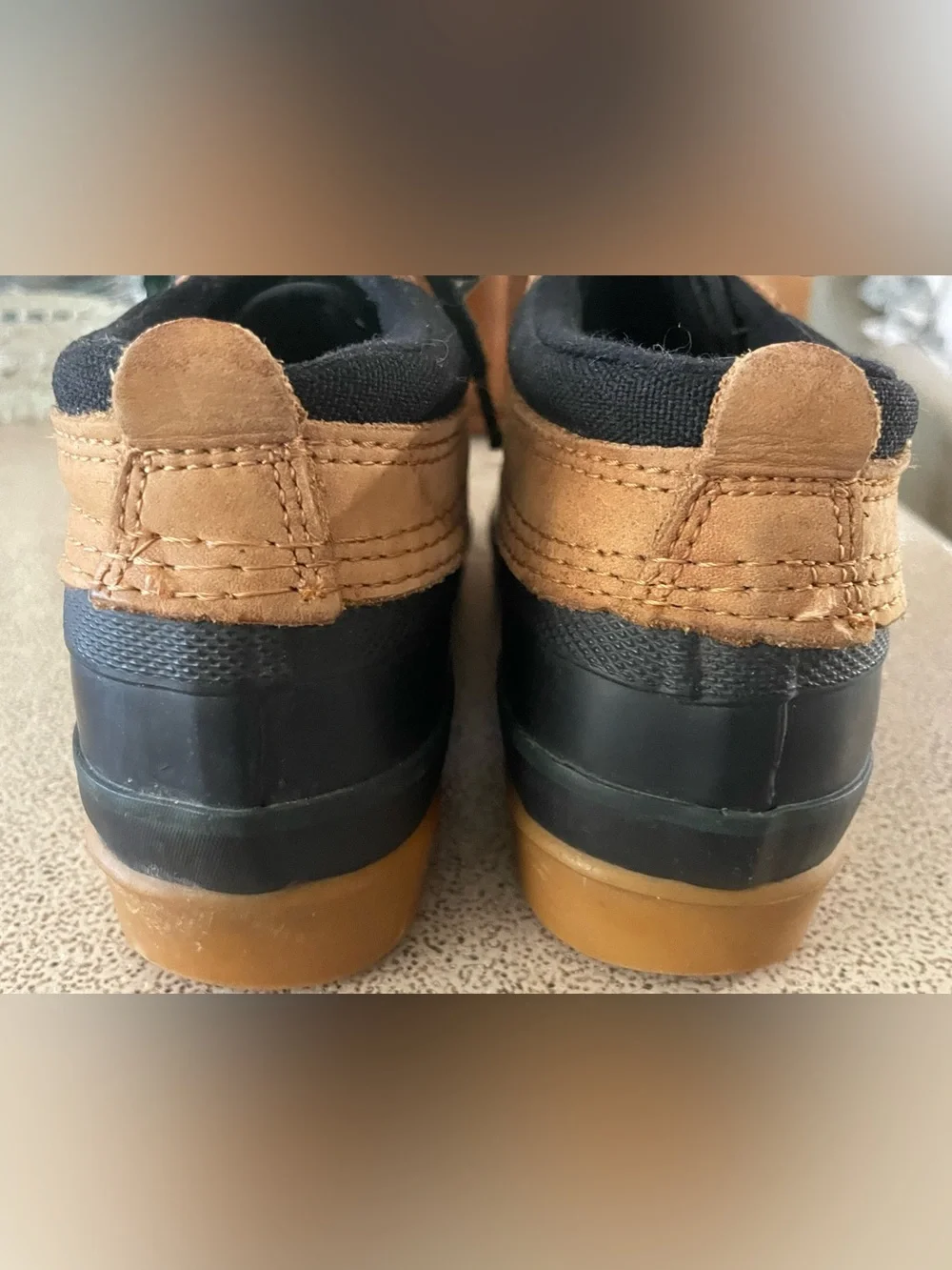 Vintage Lands' End Black and Brown Lace-Up Duck Boots
